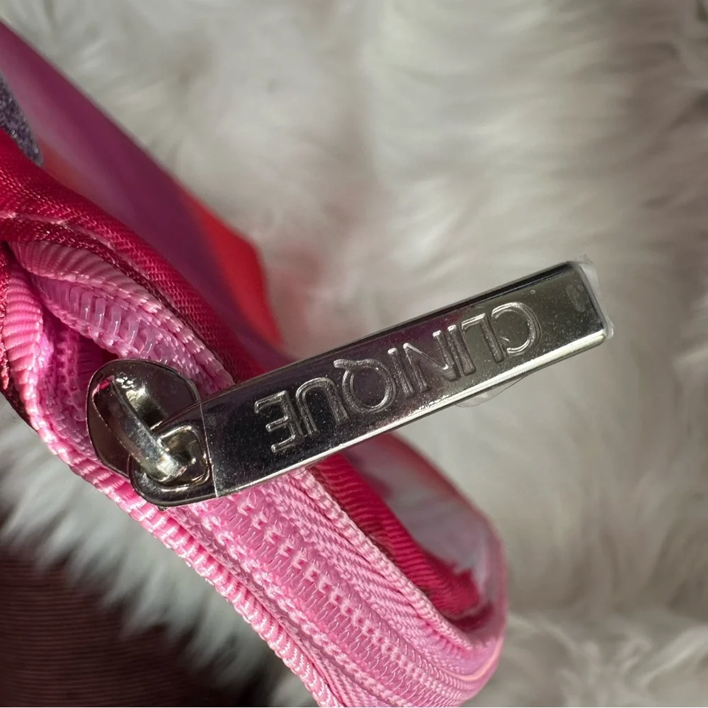 NWOT Clinique Red and Pink Cosmetic Bag - Picture 2 of 7